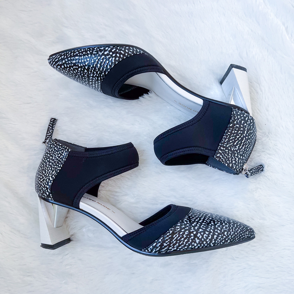 United Nude Zink D'orsay Mid Pointy Toe Heels Black White Size 39